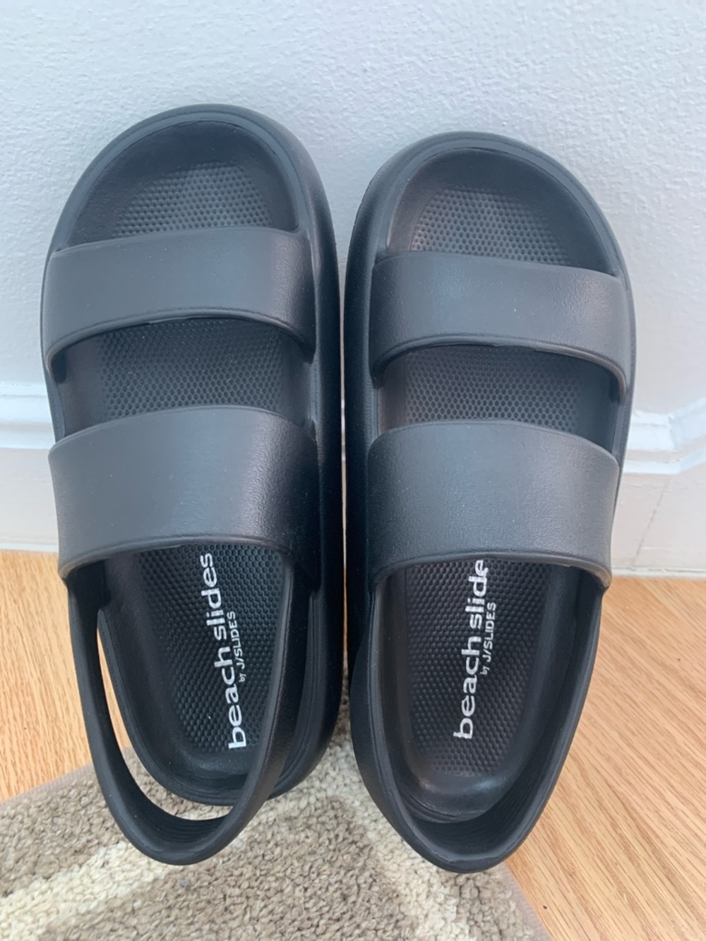 J/SLIDES Black Double-Strap BeachSlides Sandals